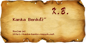 Kanka Benkő névjegykártya